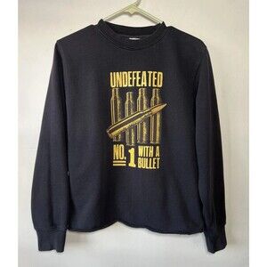 Undefeated Crew Neck Graphic Print Pullover Sweater Black Yellow Logo Fleece M